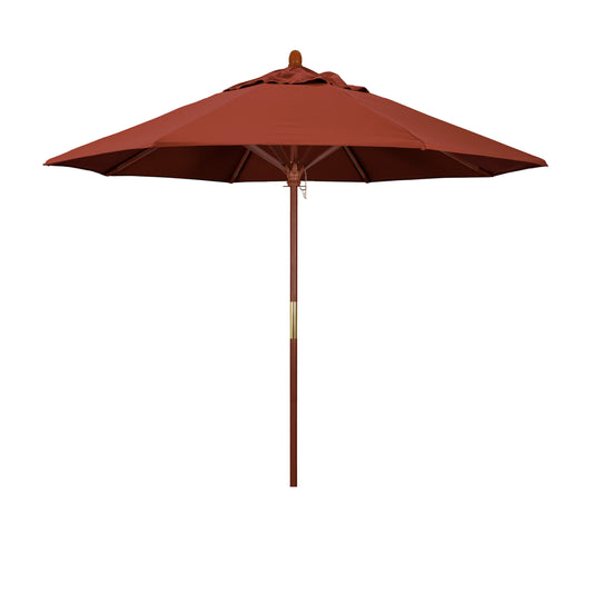CasaFoyer 9' MARE Design Series Wood Market Umbrella - Dark Stained Finish, Deluxe Push Lift System, Commercial Grade - Perfect for Outdoor Dining and Poolside Decor