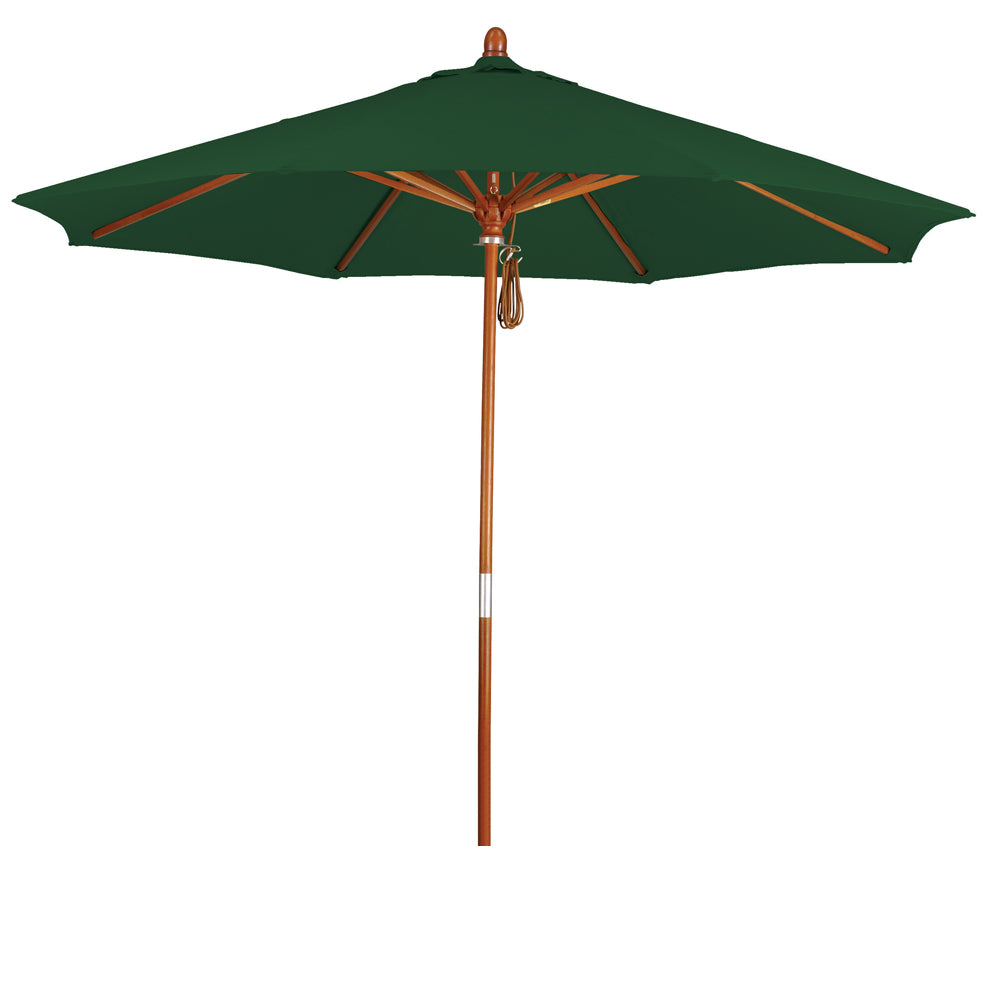 CasaFoyer California Umbrella MARE Design Series - 9' Wood Market Umbrella with Deluxe Push Lift System and Dark Stained Marenti Wood Pole. Perfect for Commercial Use.