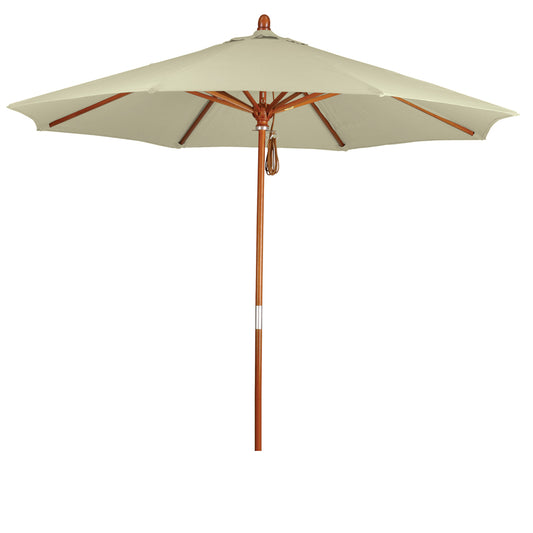 CasaFoyer 9' MARE Design Series Patio Umbrella - Elegant 100% Marenti Wood Pole & Ribs - Dark Stained Finish - Deluxe Push Lift System - Ideal for Outdoor Dining & Poolside Decor - Commercial Grade Quality