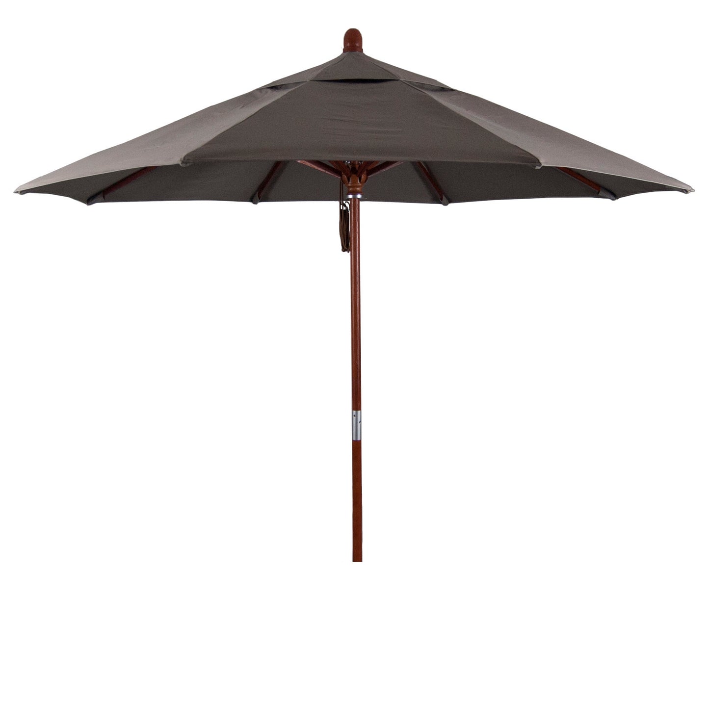 CasaFoyer 9' MARE Design Series Wood Market Umbrella - Dark Stained Marenti Wood Pole & Ribs - Deluxe Push Lift System - Commercial Grade Shade Experience