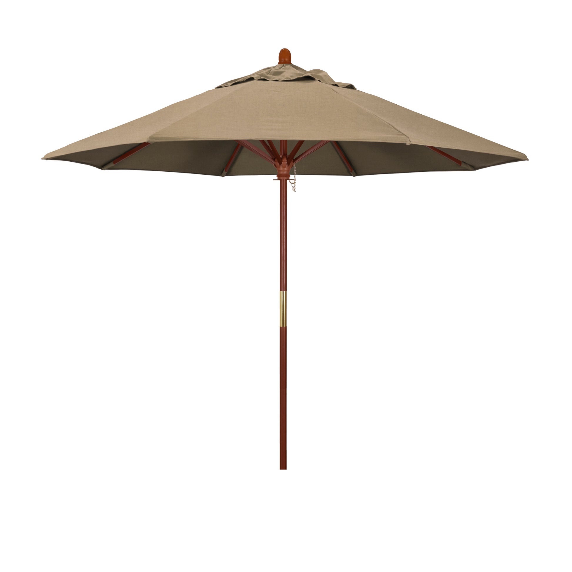 CasaFoyer California Umbrella MARE Design Series - 9' Wood Market Umbrella with Deluxe Push Lift System and Dark Stained Marenti Wood Pole. Perfect for Commercial Use.