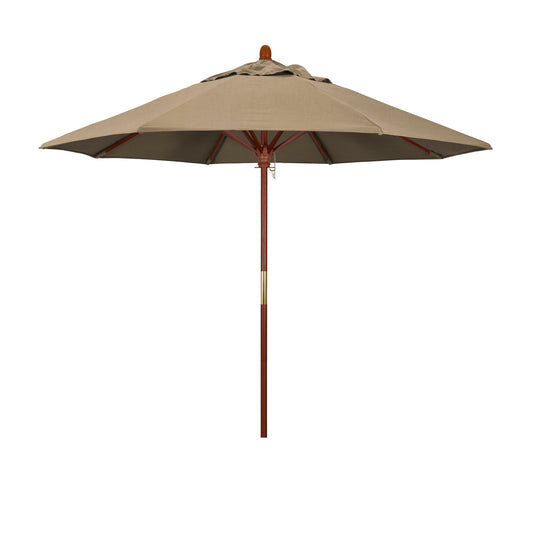 CasaFoyer California Umbrella MARE Design Series - 9' Wood Market Umbrella with Deluxe Push Lift System and Dark Stained Marenti Wood Pole. Perfect for Commercial Use.