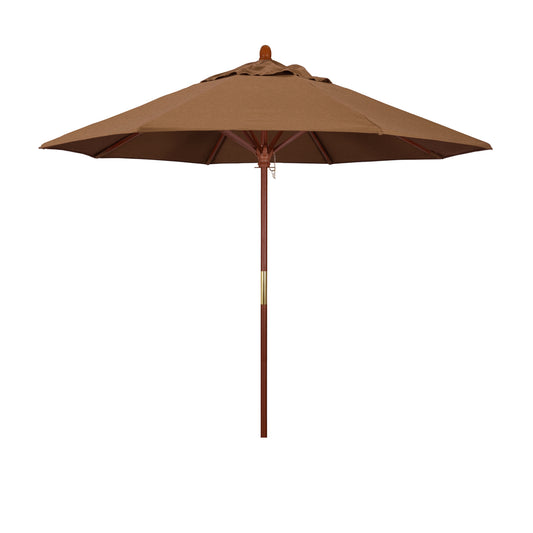 CasaFoyer California Umbrella MARE Design Series - 9' Wooden Market Umbrella with Deluxe Push Lift System and Dark Stained Marenti Wood. Perfect for Commercial Use.