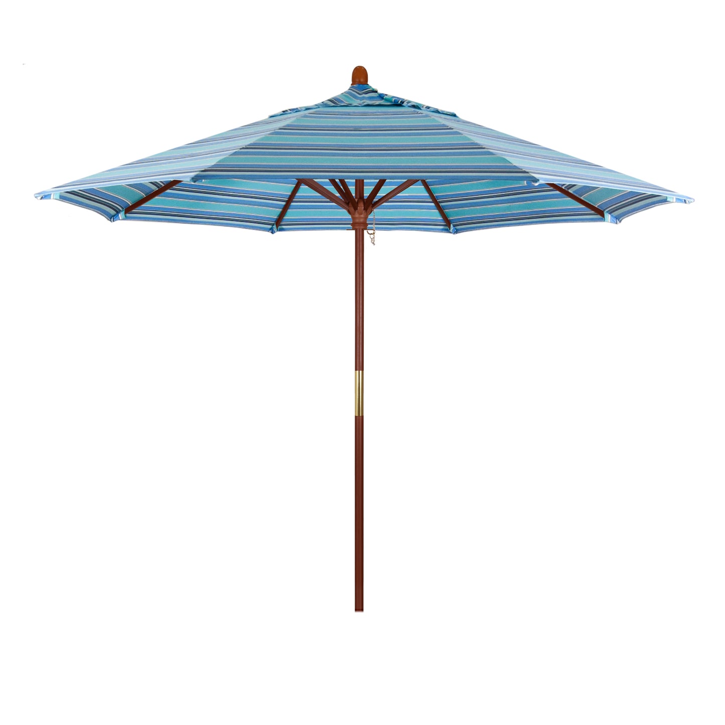 CasaFoyer 9' MARE Design Series Wood Market Umbrella - Dark Stained Finish, Deluxe Push Lift System, Commercial Grade - Ideal for Outdoor Dining and Poolside Decor