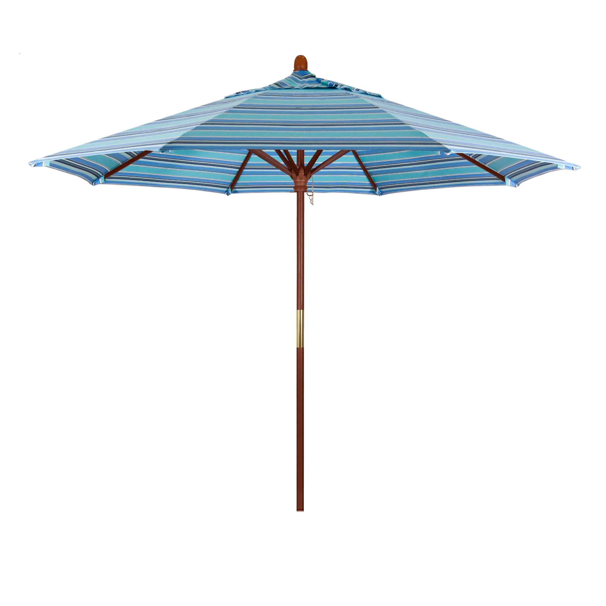 CasaFoyer 9' MARE Design Series Wood Market Umbrella - Dark Stained Finish, Deluxe Push Lift System, Commercial Grade - Ideal for Outdoor Dining and Poolside Decor