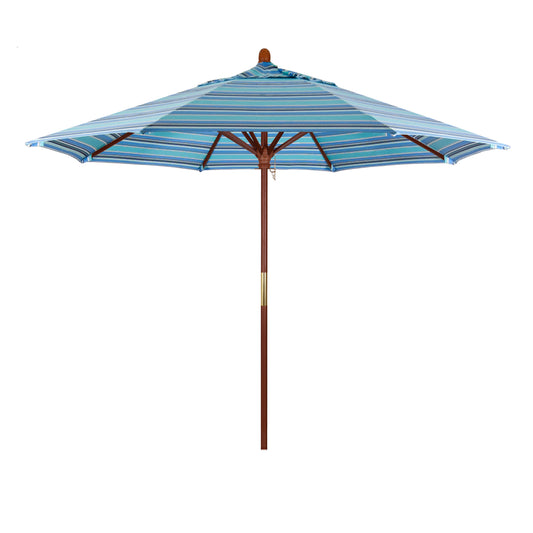 CasaFoyer 9' MARE Design Series Wood Market Umbrella - Dark Stained Finish, Deluxe Push Lift System, Commercial Grade - Ideal for Outdoor Dining and Poolside Decor