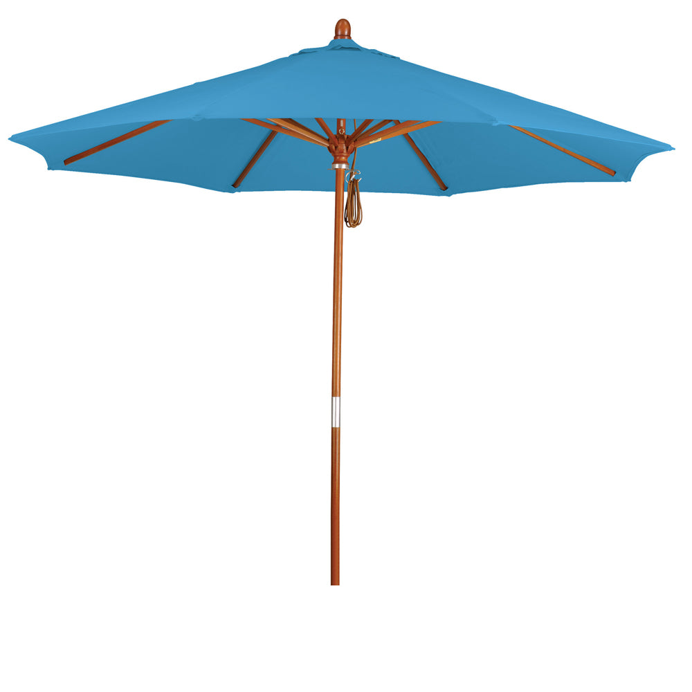 CasaFoyer 9' MARE Design Series Patio Umbrella - Classic Charm with Marenti Wood Pole & Ribs, Dark Stained Finish - Deluxe Push Lift System.