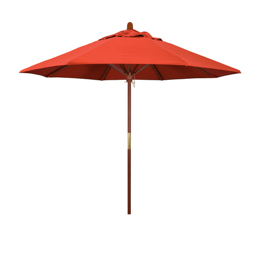 CasaFoyer 9' MARE Design Series Patio Umbrella - Elegant 100% Marenti Wood Pole & Ribs - Dark Stained Finish - Deluxe Push Lift System - Ideal for Outdoor Dining & Poolside Decor - Commercial Grade Quality