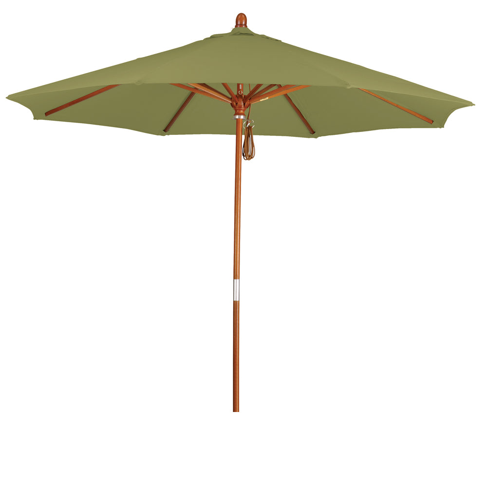 CasaFoyer California Umbrella MARE Design Series - 9' Wood Market Umbrella with Deluxe Push Lift System, Dark Stained Marenti Wood Pole and Ribs, Elegant Outdoor Shade Solution for Commercial and Residential Use