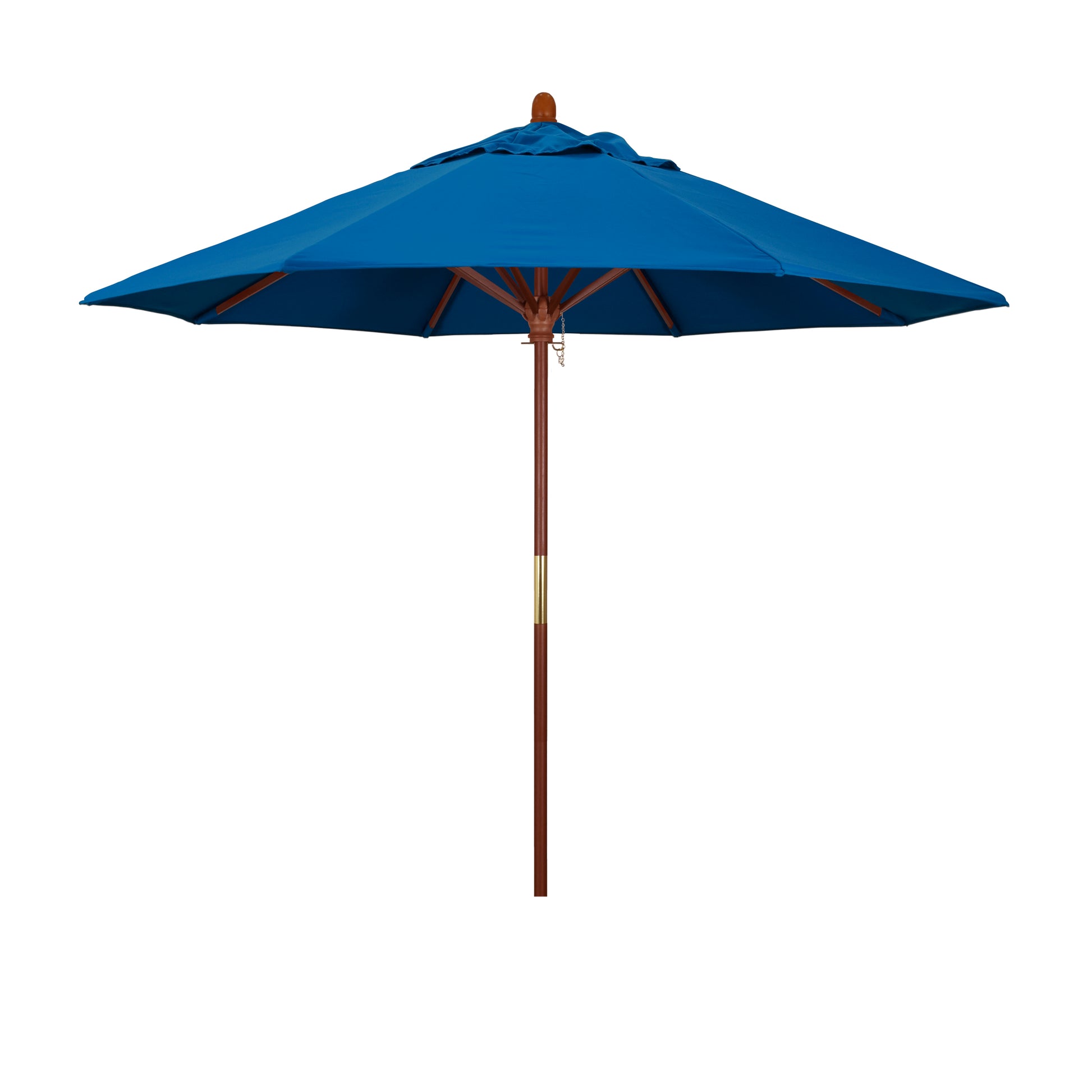 CasaFoyer California Umbrella MARE Design Series - 9' Wood Market Umbrella with Deluxe Push Lift System, Dark Stained Marenti Wood Pole and Ribs, Sophisticated Outdoor Shade Solution