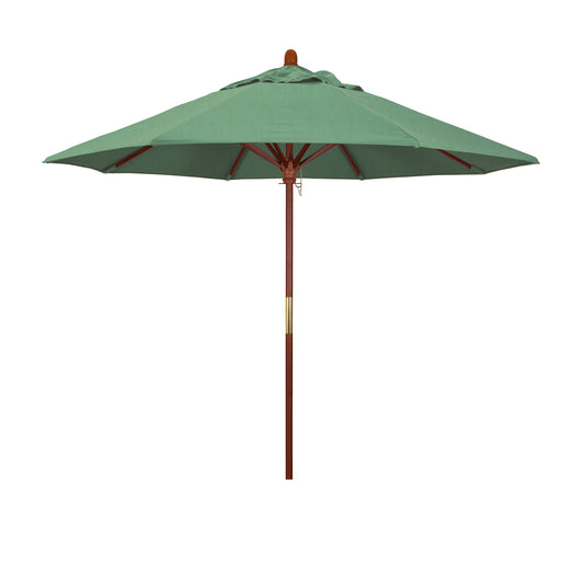 CasaFoyer 9' MARE Design Series Wood Market Umbrella - Dark Stained Finish, Deluxe Push Lift System, Commercial Grade - Perfect for Outdoor Dining and Poolside Decor