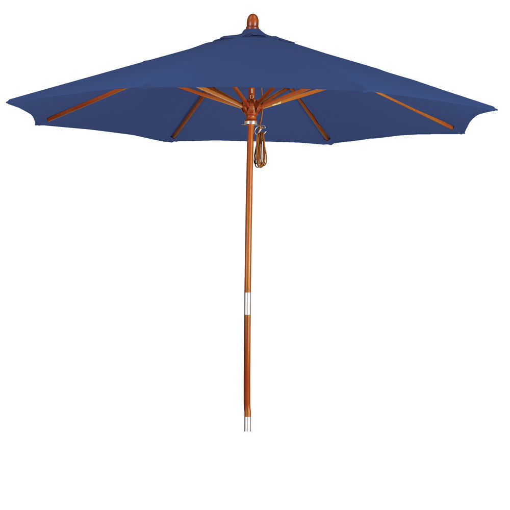 CasaFoyer California Umbrella MARE Design Series - 9' Wood Market Umbrella with Deluxe Push Lift System and Dark Stained Marenti Wood Pole. Perfect for Commercial Use.