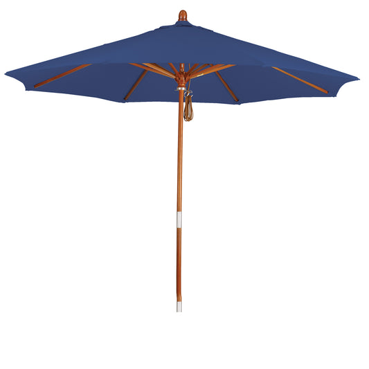 CasaFoyer California Umbrella MARE Design Series - 9' Wood Market Umbrella with Deluxe Push Lift System and Dark Stained Marenti Wood Pole. Perfect for Commercial Use.