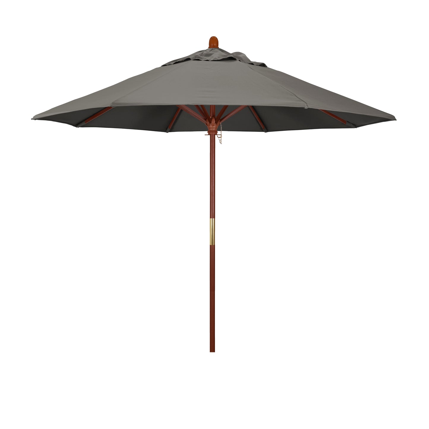 CasaFoyer 9' MARE Design Series Wood Market Umbrella - Dark Stained Finish, Deluxe Push Lift System, Commercial Grade - Pacifica Taupe Fabric