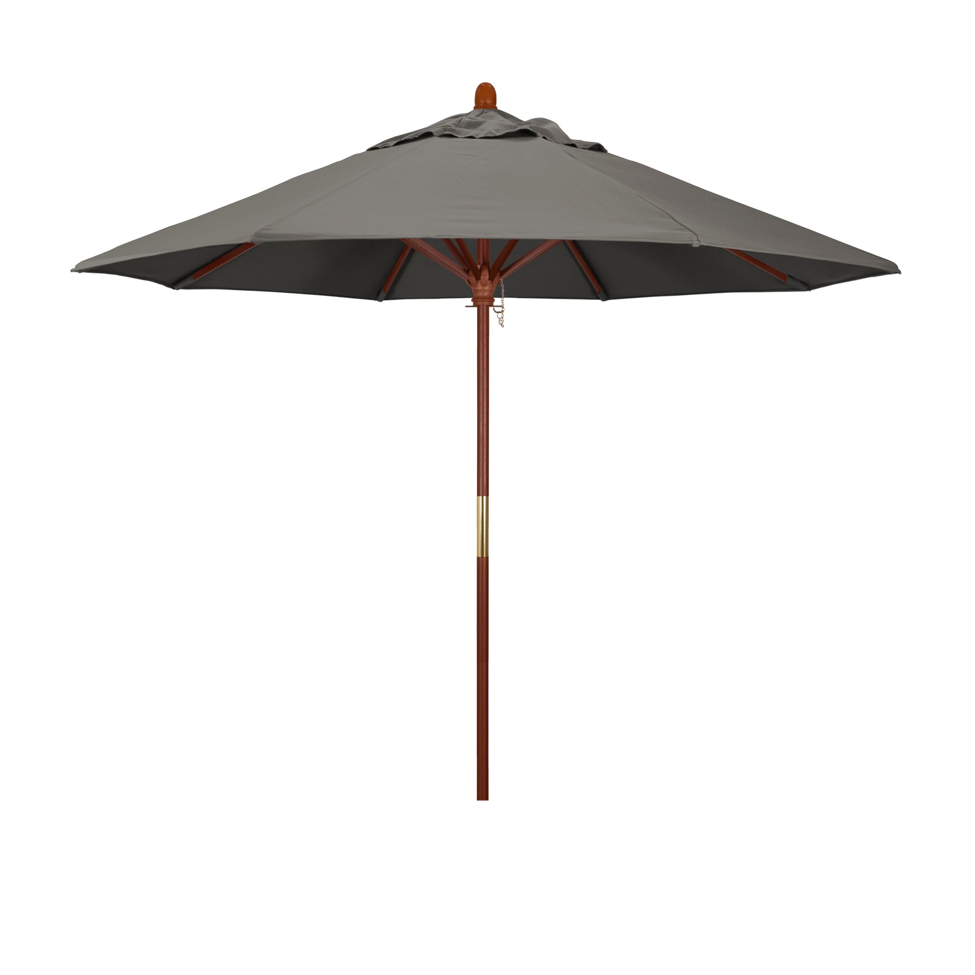 CasaFoyer 9' MARE Design Series Wood Market Umbrella - Dark Stained Finish, Deluxe Push Lift System, Commercial Grade - Pacifica Taupe Fabric