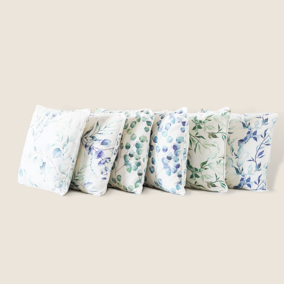 Cushions | Plush Indoor Printed Cushions - Comfortable, Warm, and Stylish - Enhance Your Space with Cozy Luxury - Leaf Element Design - Blue - 45x45 | casafoyer.myshopify.com