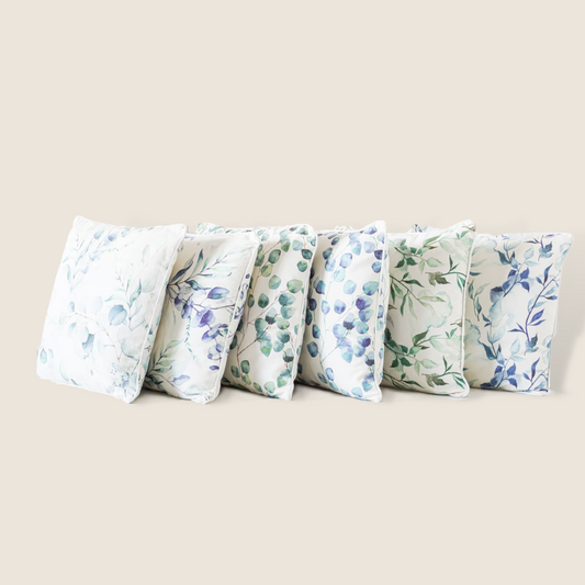Cushions | Plush Indoor Printed Cushions - Comfortable, Warm, and Stylish - Enhance Your Space with Cozy Luxury - Leaf Element Design - Blue - 45x45 | casafoyer.myshopify.com