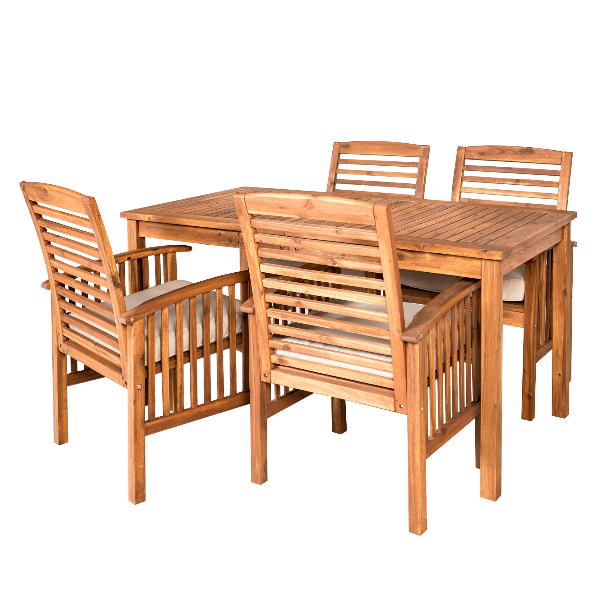 CasaFoyer Exquisite Acacia Wood 5-Piece Patio Dining Set - Sleek & Minimalist Design, Durable & Inviting - Perfect for Outdoor Entertaining