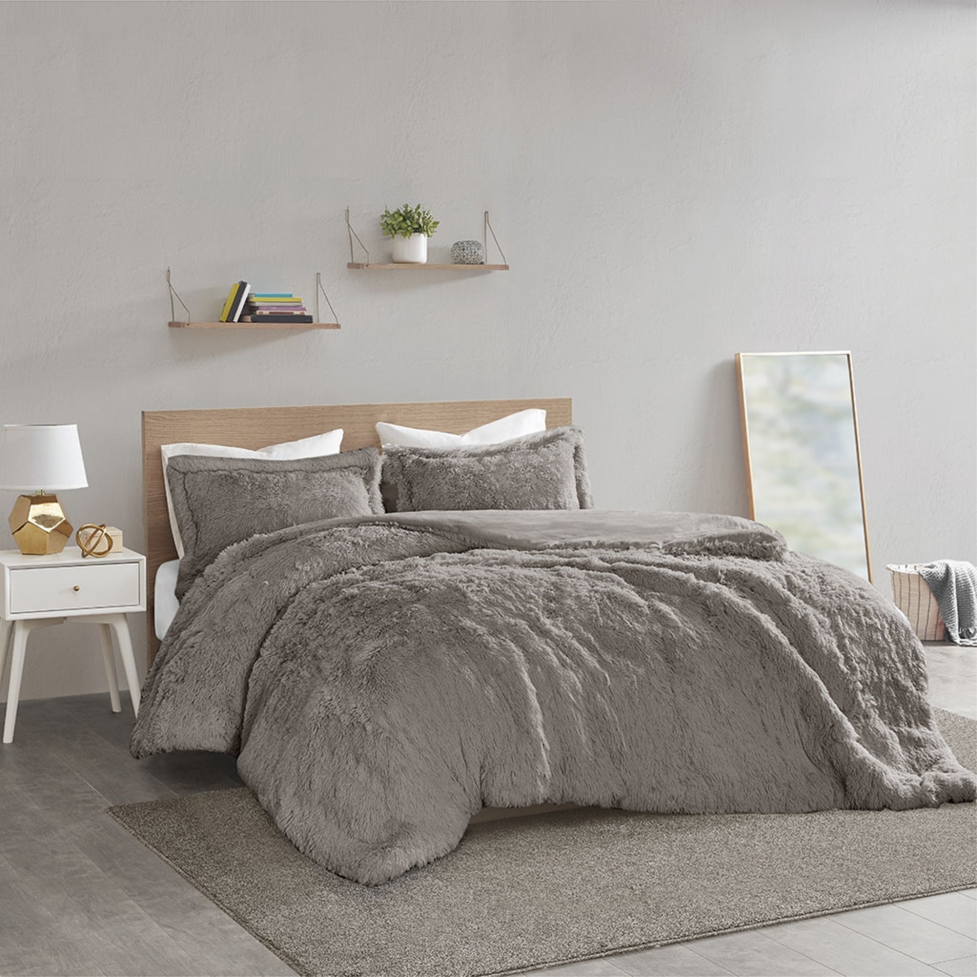CasaFoyer Shaggy Fur Duvet Cover Set - Soft & Contemporary Bedding with Stylish Faux Fur, Plush Reverse, Zipper Closure & Corner Ties - Luxury Bedroom Retreat Essential