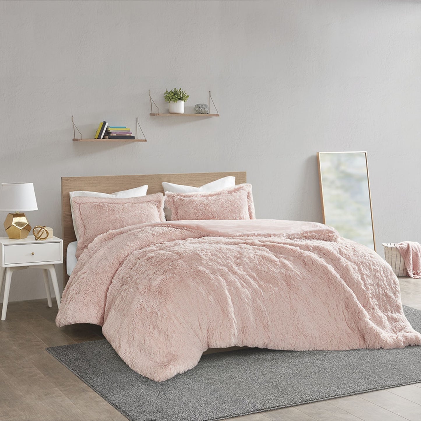 CasaFoyer Shaggy Fur Duvet Cover Set - Contemporary Elegance, Luxurious Fluffy Texture, Solid Plush Reverse, Zipper Closure, Corner Ties - Transform Your Bedroom into a Cozy and Stylish Sanctuary