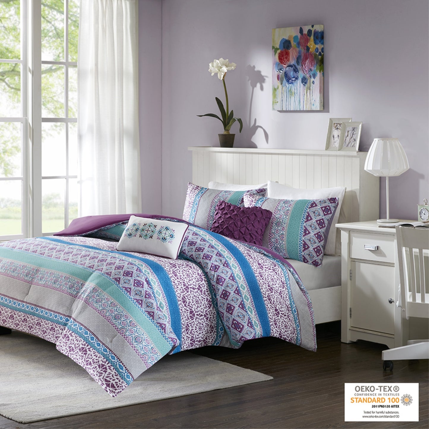 CasaFoyer Boho Aesthetic Comforter Set - Vibrant Prints Inspired by Cultures Worldwide - Includes Shams & Decorative Pillows - OEKO-TEX Certified & Antimicrobial - Enhance Your Bedroom Style