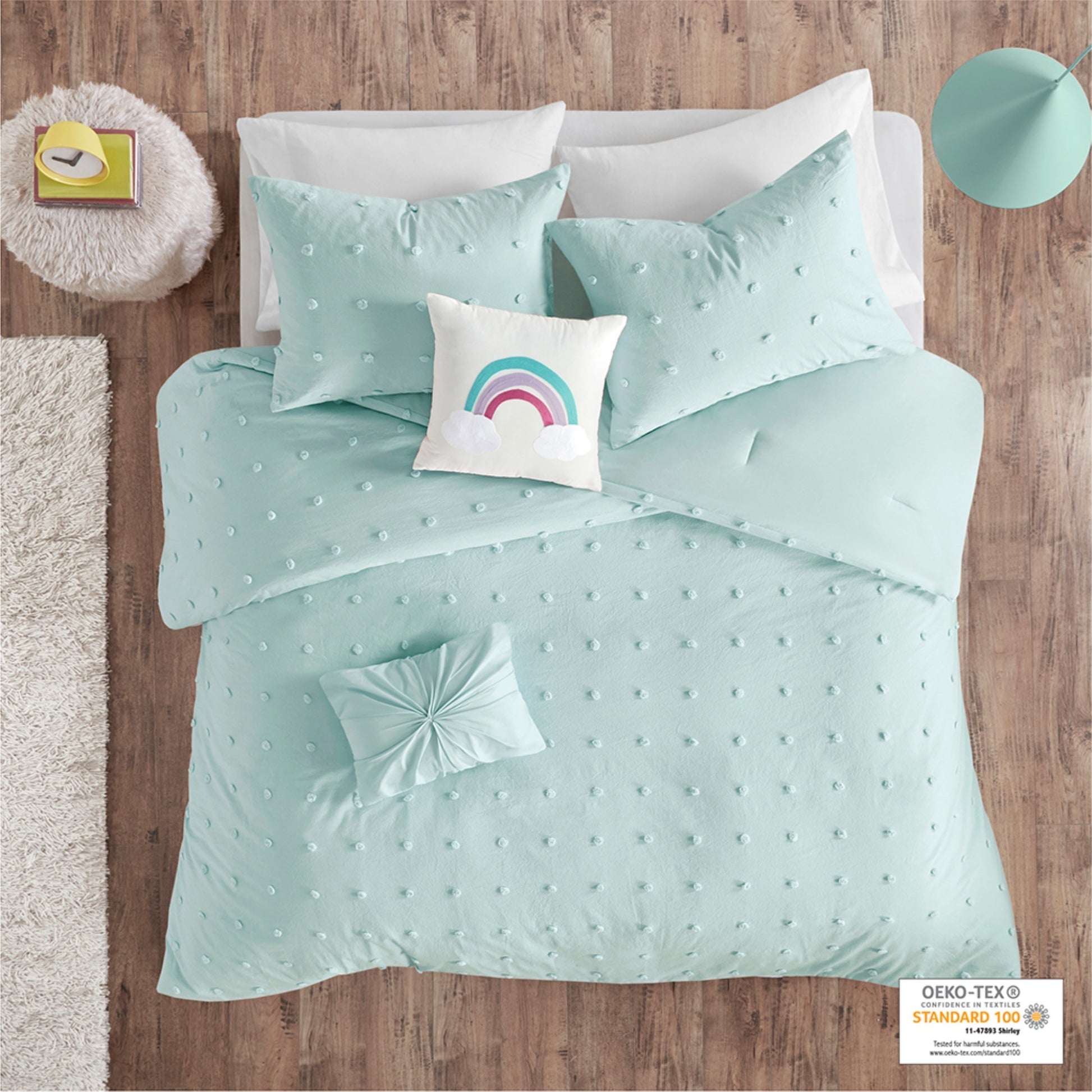CasaFoyer Cotton Jacquard Pom Pom Comforter Set - Charming and Snug Bedroom Haven - Soft and Textured Shabby Chic Design - Includes Matching Shams and Decorative Pillows - Machine Washable and OEKO-TEX Certified - Antimicrobial for Freshness and Longevity