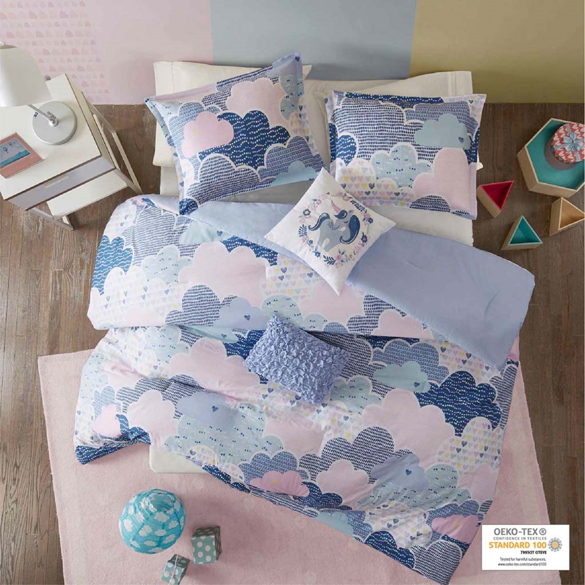 CasaFoyer Cotton Printed Duvet Cover Set - Whimsical Slumber with Charming Motif - Soft & Hypoallergenic - OEKO-TEX Certified - Antimicrobial Treatment - Button Closure & Corner Ties - Dreamy Oasis