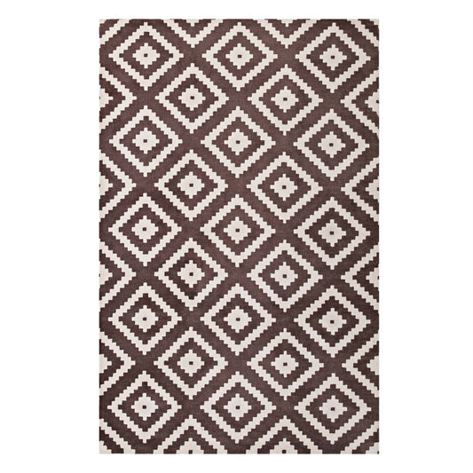 CasaFoyer Alika Abstract Diamond Trellis Area Rug - Elegant Modern Design, Plush & Cozy Feel, Stain-Resistant, High Density Weave, 5x8 Size, Ivory & Brown