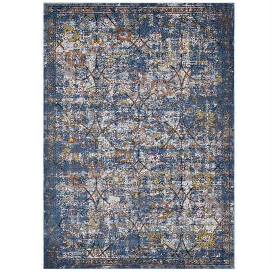 CasaFoyer Minu Distressed Floral Lattice Area Rug - Durable, Elegant Design - High Density Low Pile Weave - Stain Resistant - Easy to Maintain - 4x6 Size