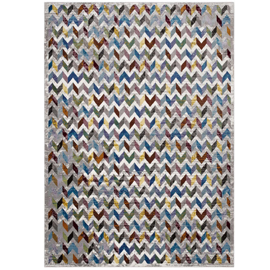CasaFoyer Stylish Gemma Chevron Mosaic Area Rug - Vibrant Modern Design - Durable Polypropylene - Rubber Bottom - Colorful Geometric Pattern - Non-Shedding - Easy to Maintain - 5x8 Size - Multicolored