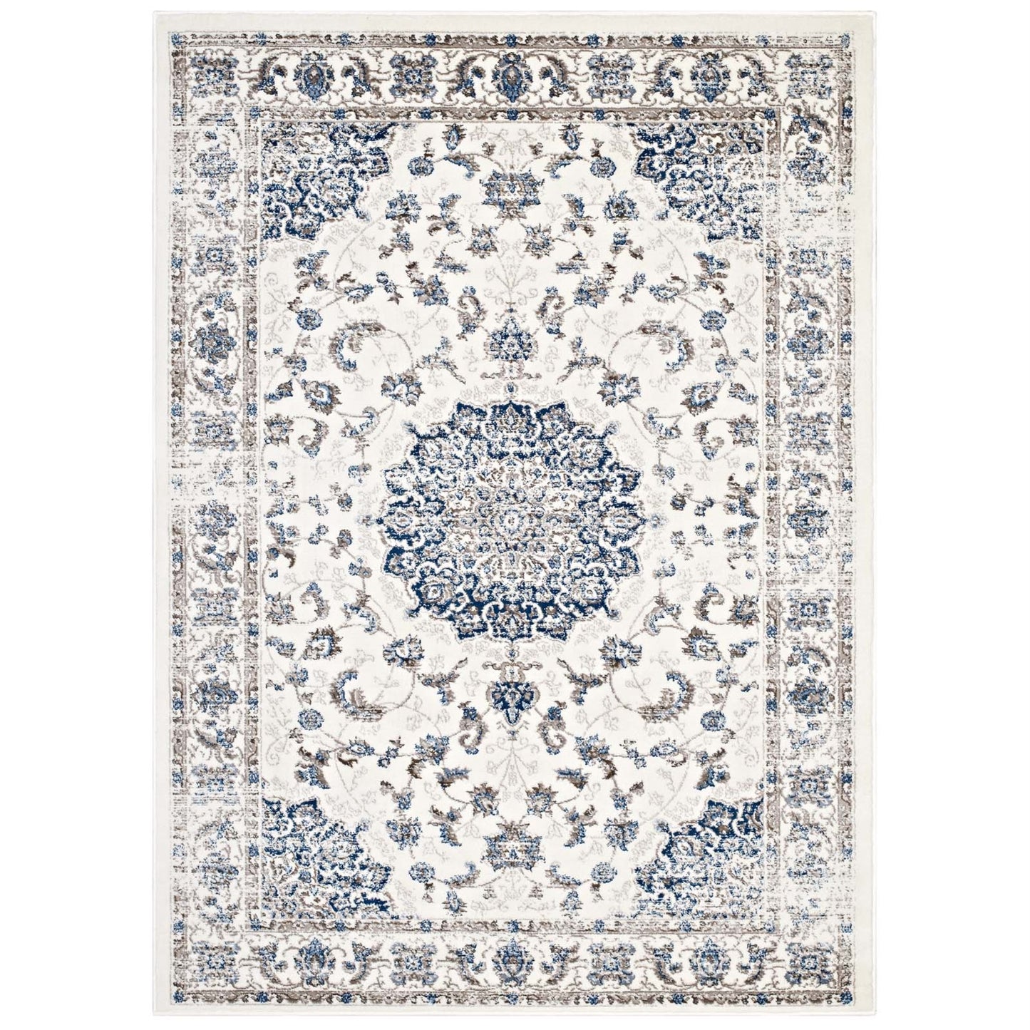CasaFoyer Lilja Distressed Vintage Persian Medallion 5x8 Area Rug - Durable, Elegant, Stain-Resistant, Low Pile Weave, Ideal for High Traffic Areas