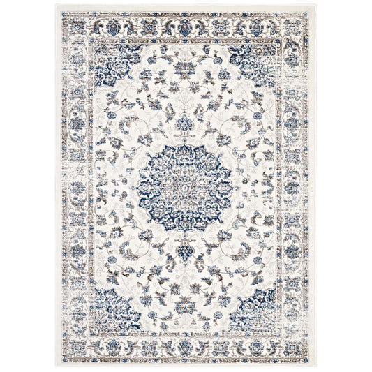 CasaFoyer Lilja Distressed Vintage Persian Medallion 5x8 Area Rug - Durable, Elegant, Stain-Resistant, Low Pile Weave, Ideal for High Traffic Areas