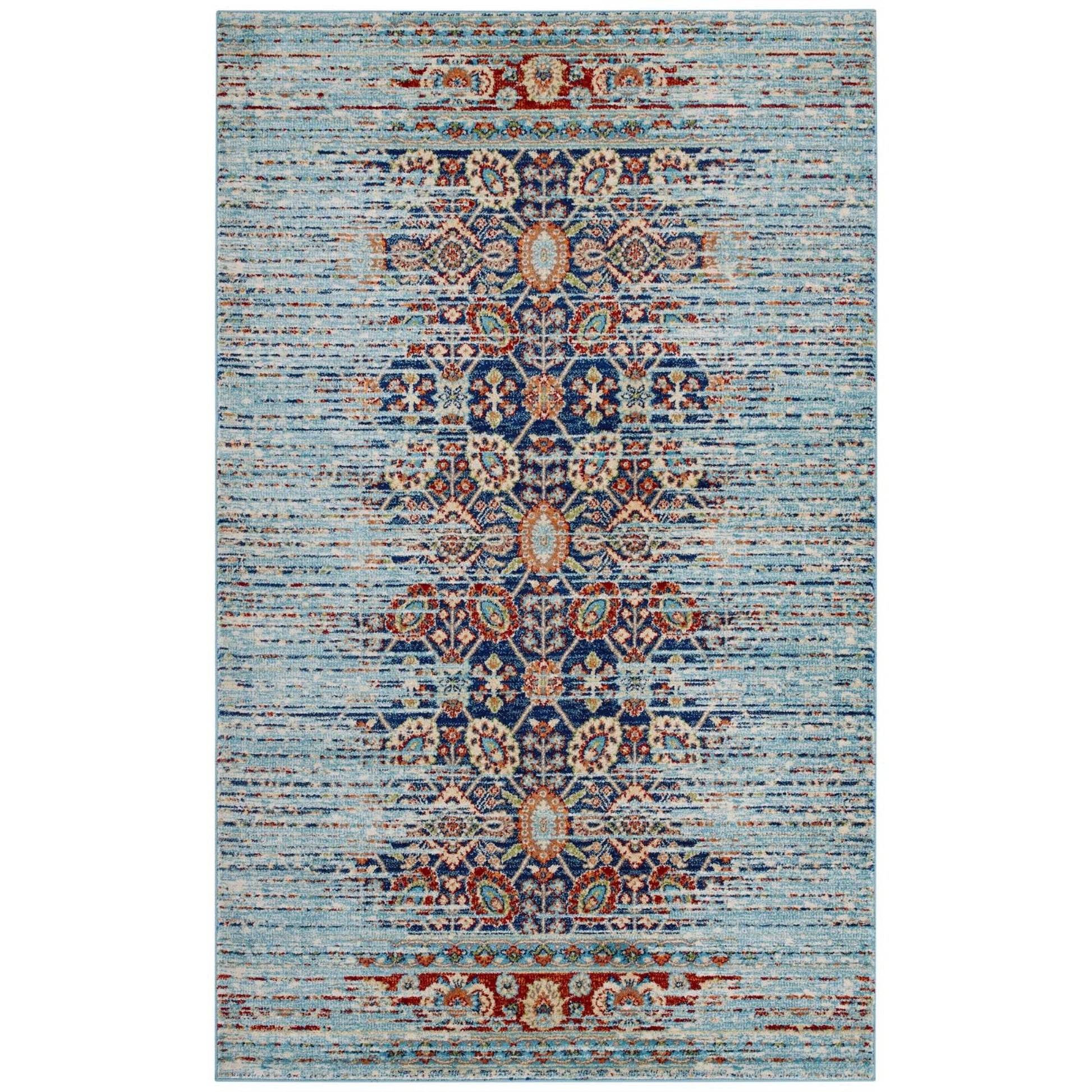CasaFoyer Naria Distressed Vintage Persian Medallion Area Rug - Durable Machine-Woven Polypropylene - Vintage Oriental Design - Stain Resistant - Easy to Maintain - 5x8 Area Rug