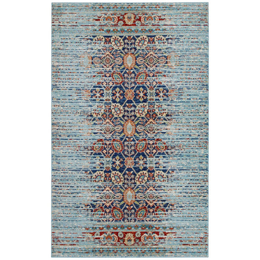 CasaFoyer Naria Distressed Vintage Persian Medallion Area Rug - Durable Machine-Woven Polypropylene - Vintage Oriental Design - Stain Resistant - Easy to Maintain - 5x8 Area Rug