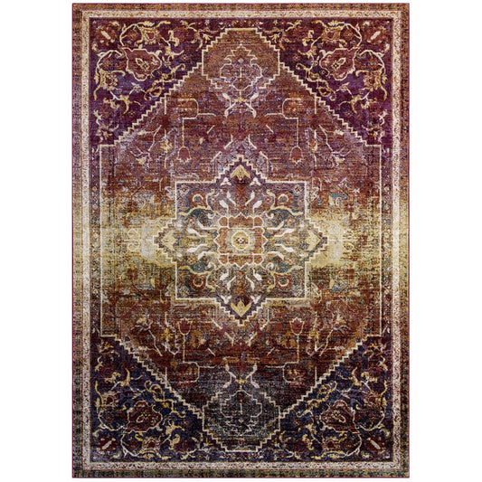 CasaFoyer Kaede Transitional Distressed Vintage Floral Persian Medallion Area Rug - Multicolored, 8x10