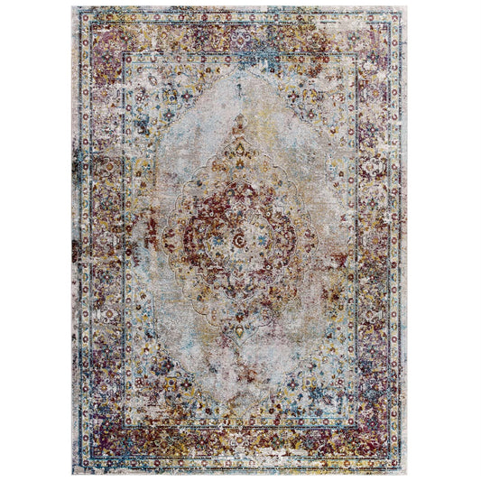 CasaFoyer Merritt Transitional Distressed Vintage Floral Persian Medallion Area Rug - Durable, Soft Polypropylene - Rubber Bottom - Stain-Resistant - 5x8 Size