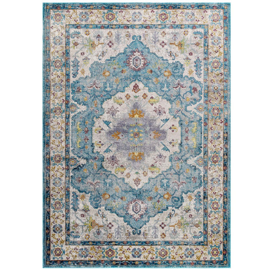 CasaFoyer Anisah Distressed Vintage Persian Medallion Area Rug - 8x10 - Stain-Resistant, Easy to Maintain - Suitable for Traditional and Contemporary Decors