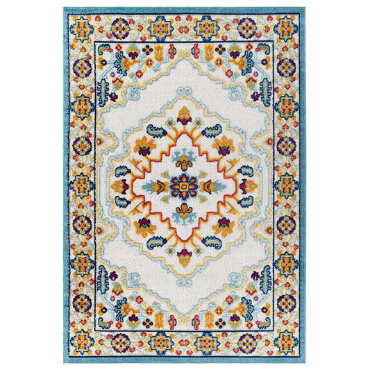 CasaFoyer Reflect Ansel Distressed Vintage Floral Persian Medallion 5x8 Indoor/Outdoor Area Rug - Elegant, Durable, Pet-Friendly, Fade & Stain Resistant