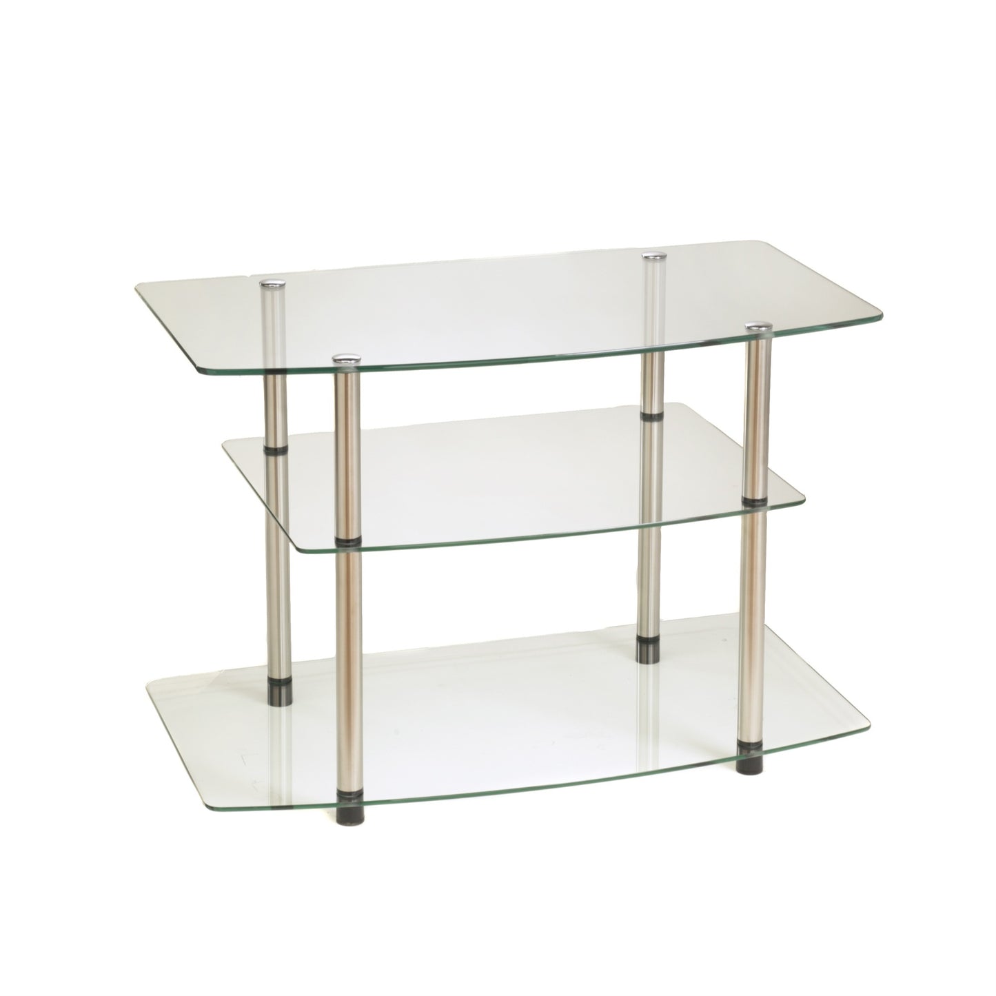 CasaFoyer Designs2Go Classic Glass 3 Tier TV Stand - Contemporary Open Design, Cable Management, Ample Space for Media Devices