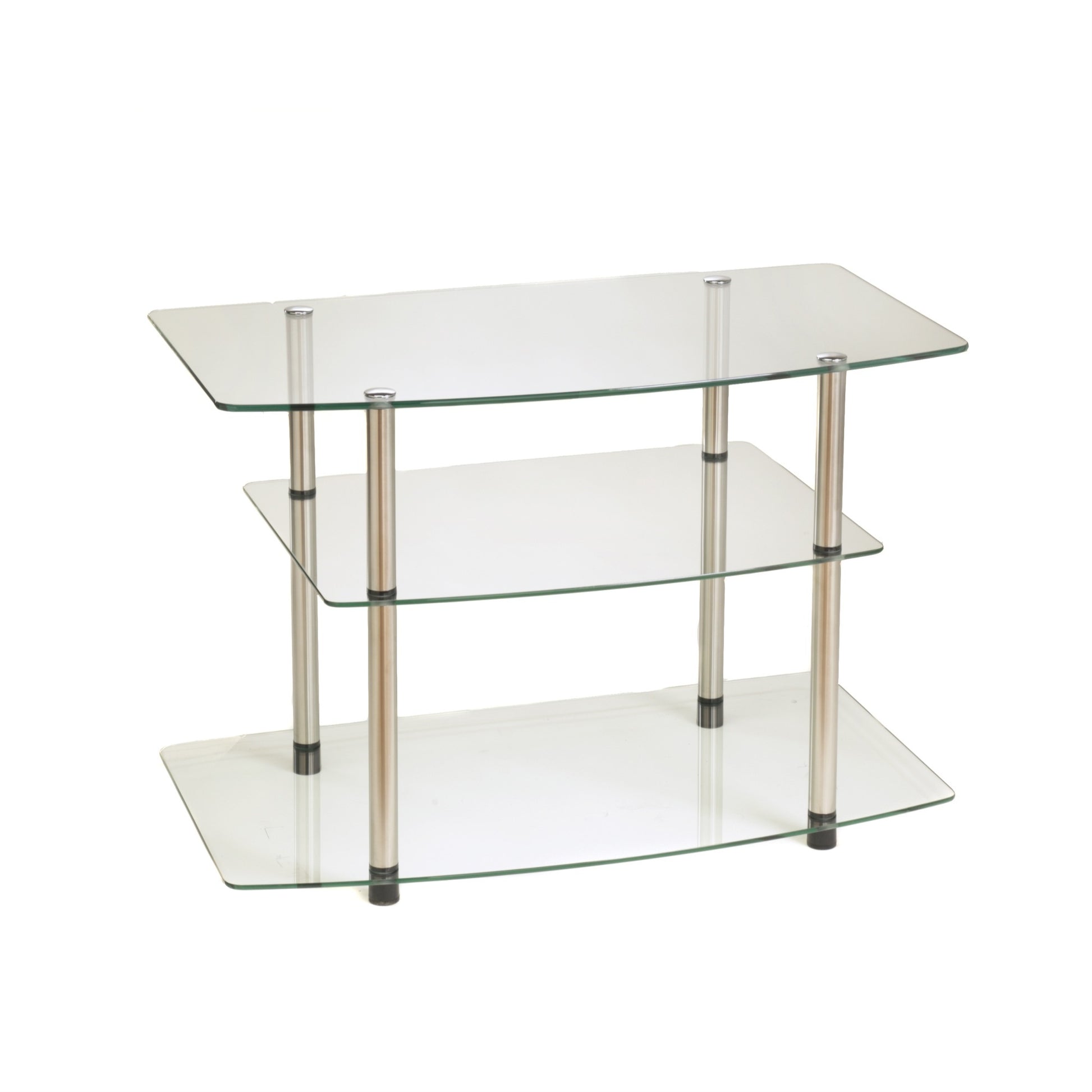 CasaFoyer Designs2Go Classic Glass 3 Tier TV Stand - Contemporary Open Design, Cable Management, Ample Space for Media Devices