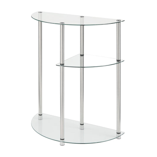 CasaFoyer Designs2Go Classic Glass 3 Tier Display Entryway Table - Contemporary Open Design, Generously-Sized Glass Shelves, Durable & Stylish