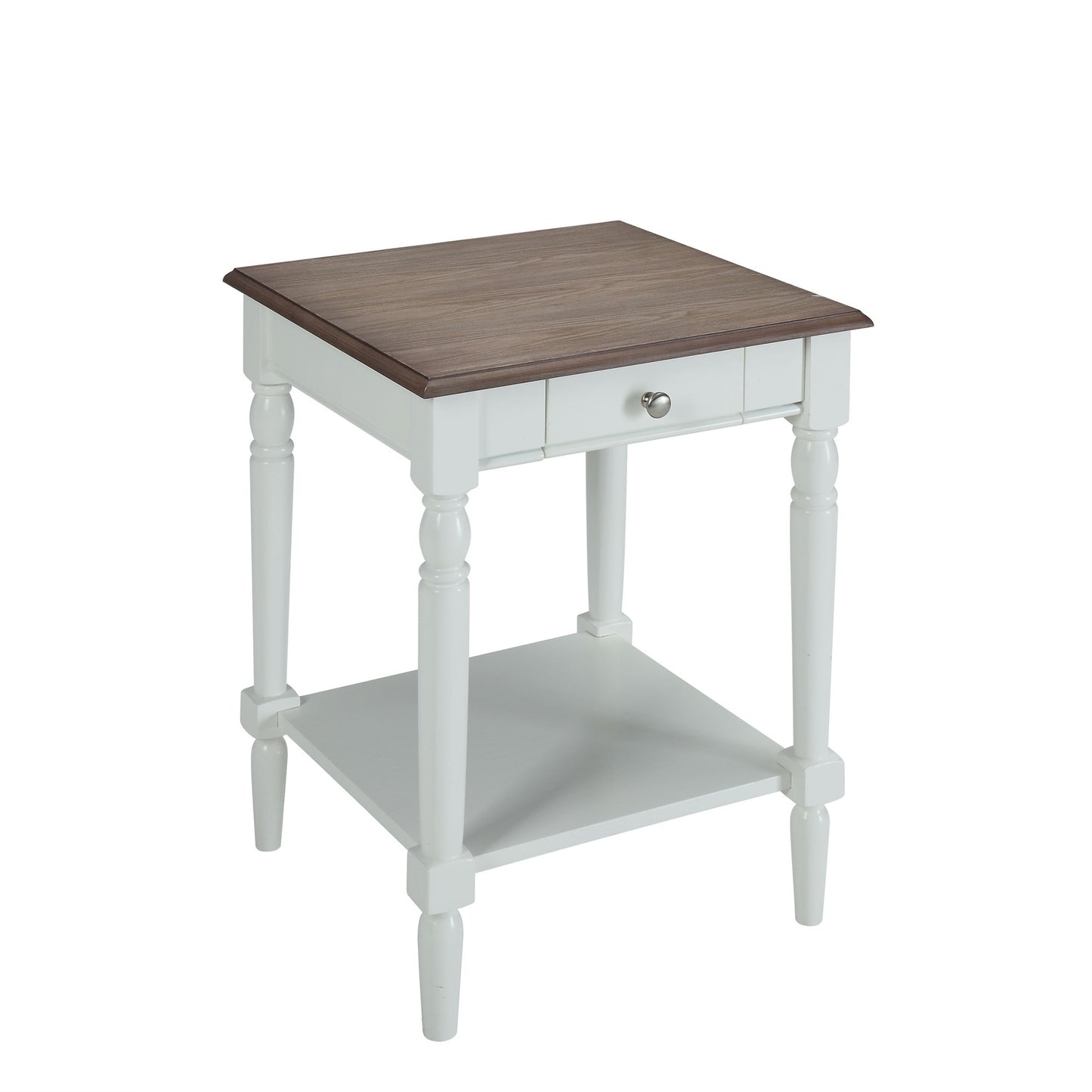 CasaFoyer French Country 1 Drawer End Table with Shelf - Sophisticated and Elegant Design, Convenient Storage Drawer, Open Bottom Shelf for Books and Baskets. Perfect Addition to Any Living Space.