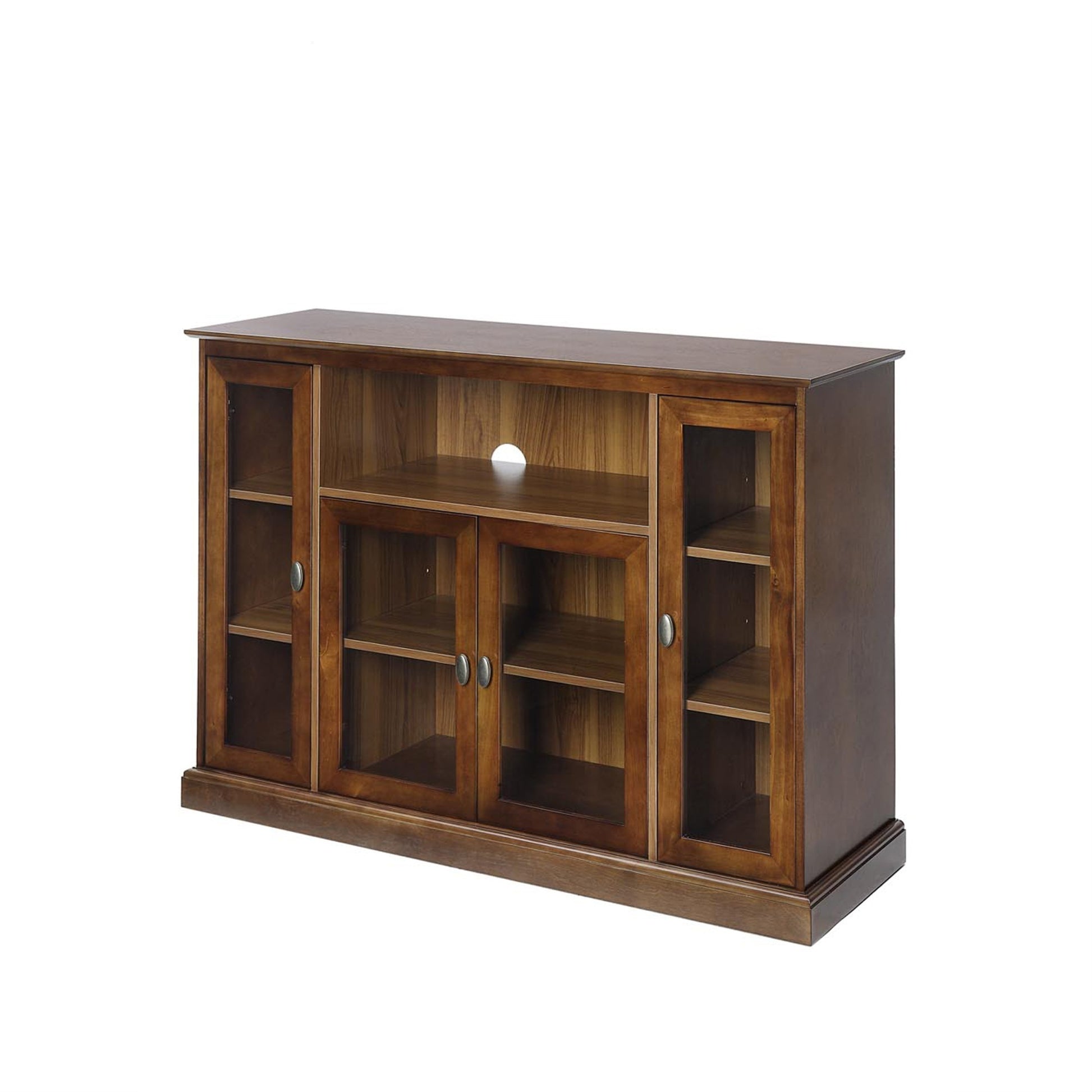 CasaFoyer Designs2Go Summit Highboy TV Stand with 8 Shelves, Cable Management, and Tempered Glass Doors - Enhance Your Living Room Dcor with this Durable and Organized TV Stand