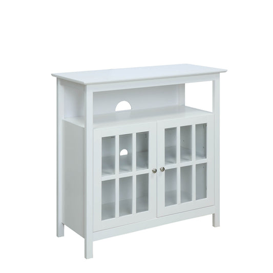 CasaFoyer Big Sur Highboy TV Stand: Modern & Durable, Solid Pine & Birch Veneer, Tempered Glass, Spacious Shelf, Elegant Design, Easy Assembly.