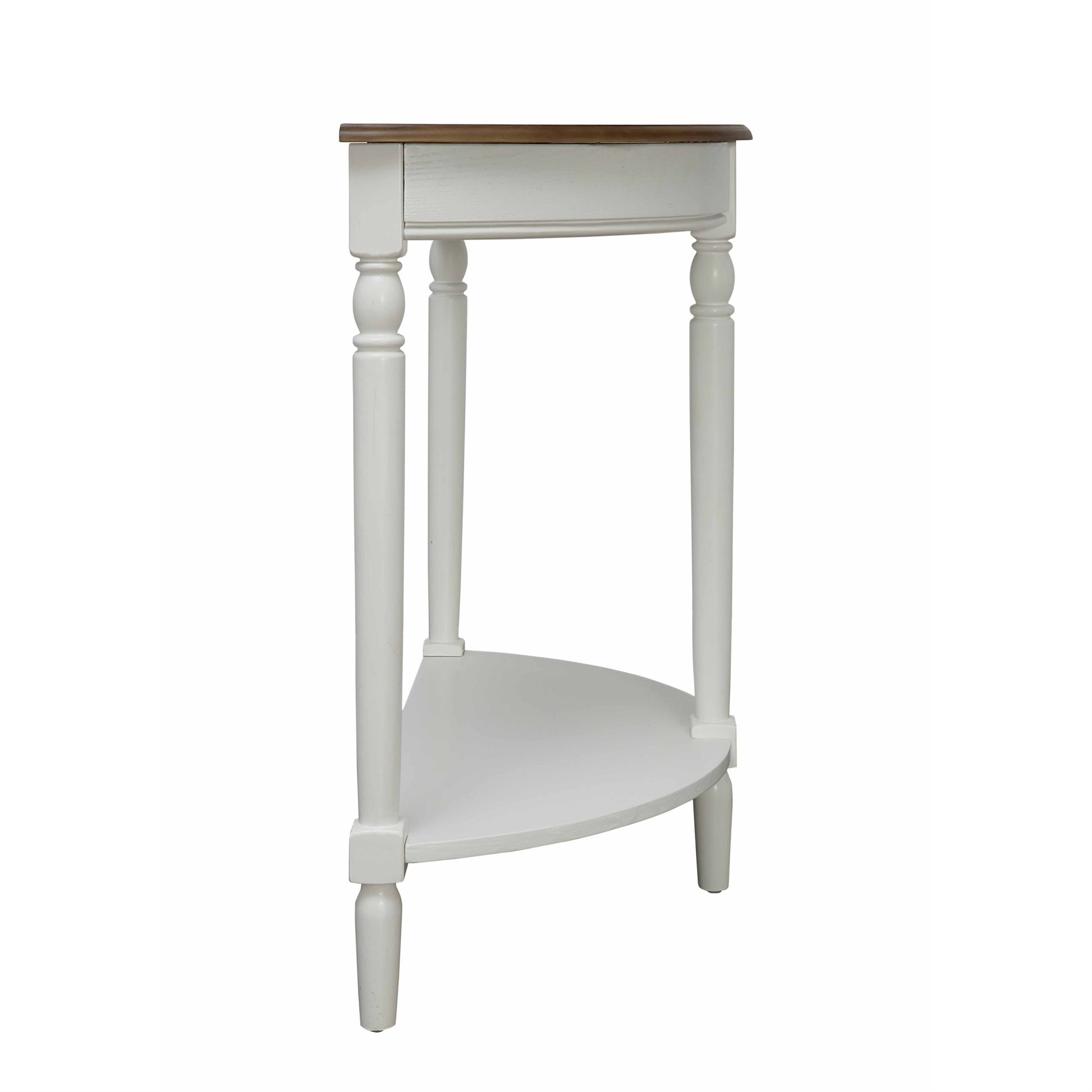 CasaFoyer French Country Half-Round Entryway Table with Shelf - Exquisite Wood Grain Finish, Intricately Carved Legs, Space-Saving Design.