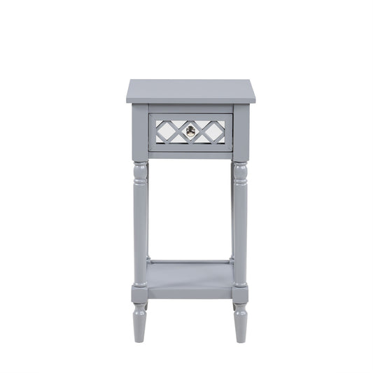 CasaFoyer French Country Khloe Deluxe 1 Drawer Accent Table with Shelf - Elegant and Versatile Furniture Piece for Any Room - Mirrored Drawer and Bottom Shelf for Storage and Display - French Country Collection