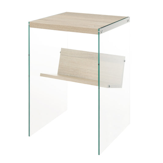 CasaFoyer SoHo End Table with Shelf - Sleek and Modern Design, Tempered Glass Sides, Sturdy Surface Top - Perfect for Remotes, Electronics, and Reading Material - Stylish Addition to Any Room