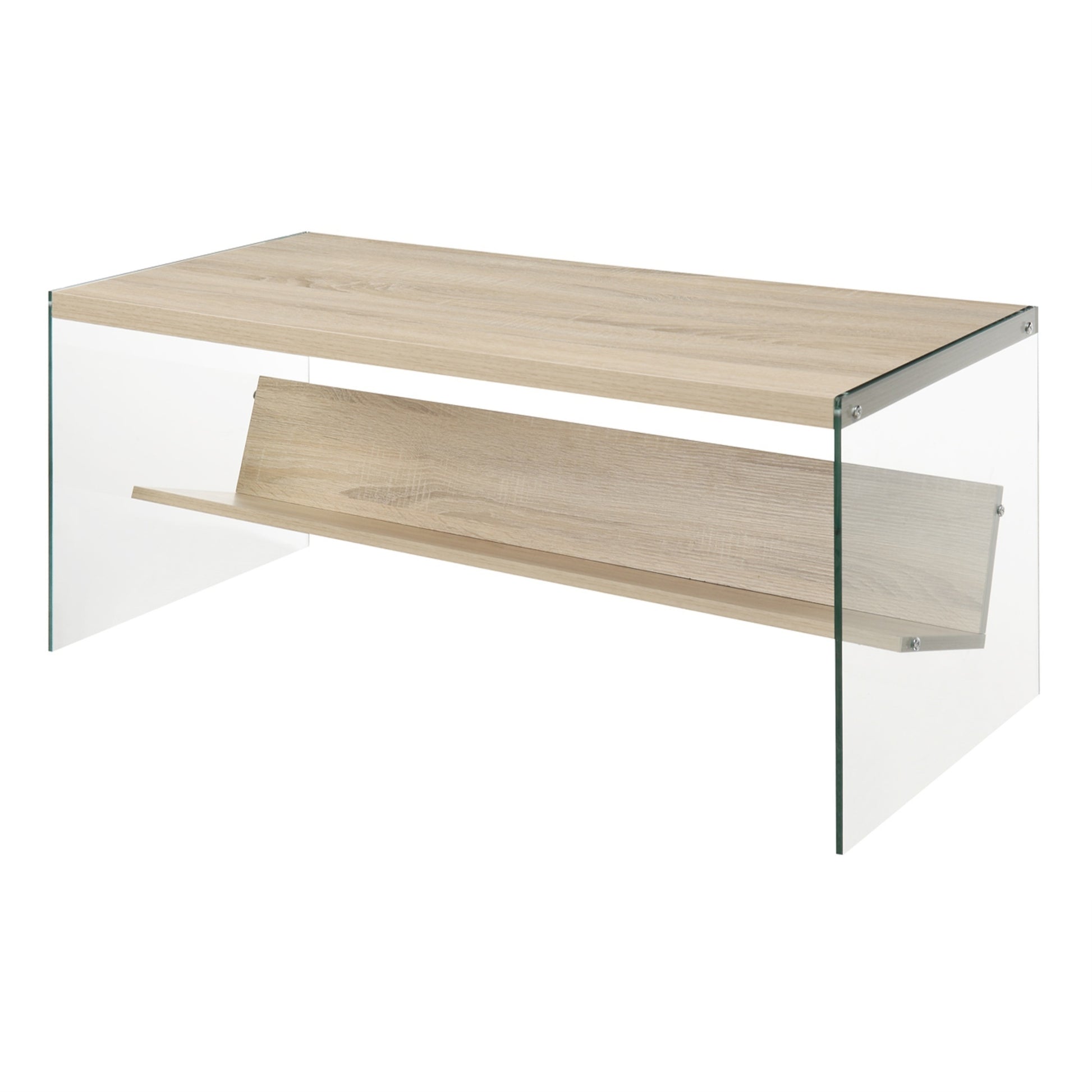 CasaFoyer SoHo Coffee Table with Shelf - Contemporary Design, Tempered Glass Sides, Spacious Tabletop - Ideal for Living Room, Office, or Entertainment Space