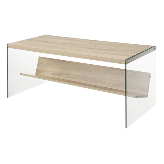 CasaFoyer SoHo Coffee Table with Shelf - Contemporary Design, Tempered Glass Sides, Spacious Tabletop - Ideal for Living Room, Office, or Entertainment Space