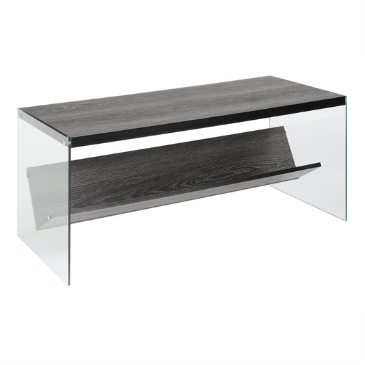 CasaFoyer SoHo Coffee Table with Shelf - Sleek Tempered Glass Sides, Ample Space for Books & Drinks, Durable & Mobile - Perfect for Living Room, Office, or Entertainment Space - Bottom Shelf for Storage - Complete the Look with Soho Collection